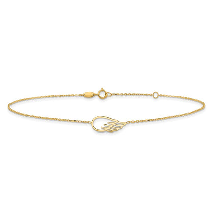 14K Yellow Gold Wing 10in Plus 1in Ext. Anklet