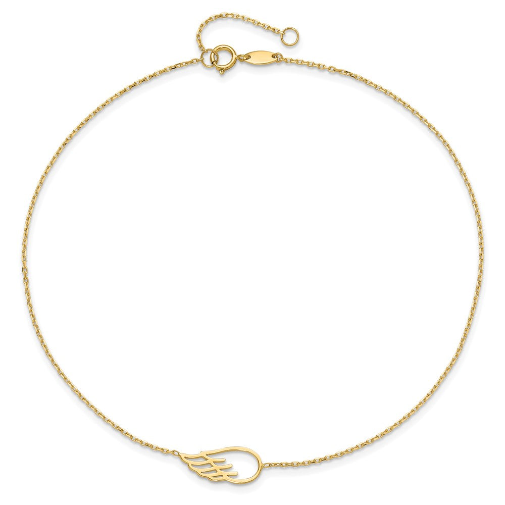 14K Yellow Gold Wing 10in Plus 1in Ext. Anklet