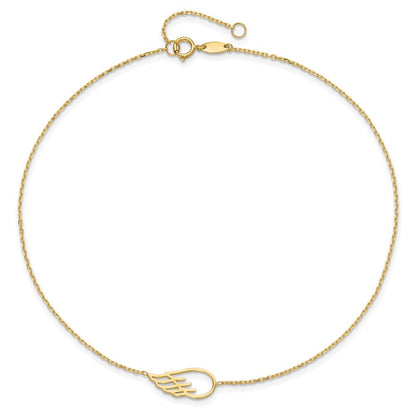 14K Yellow Gold Wing 10in Plus 1in Ext. Anklet