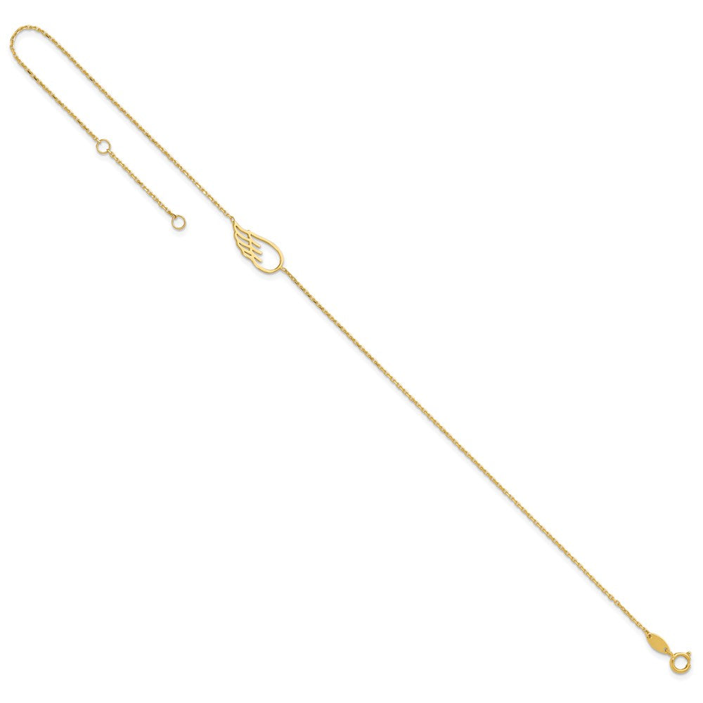 14K Yellow Gold Wing 10in Plus 1in Ext. Anklet