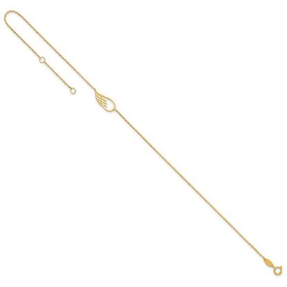 14K Yellow Gold Wing 10in Plus 1in Ext. Anklet