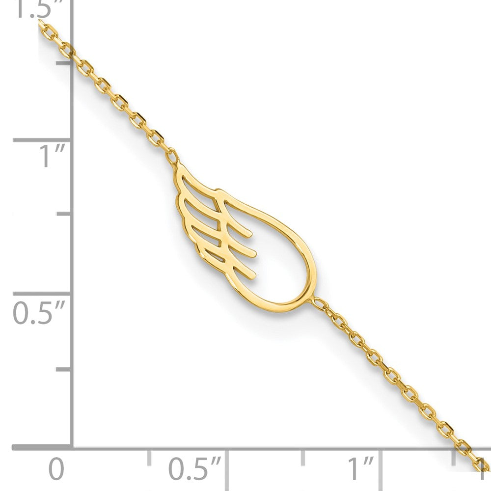 14K Yellow Gold Wing 10in Plus 1in Ext. Anklet
