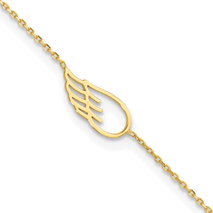 14K Yellow Gold Wing 10in Plus 1in Ext. Anklet