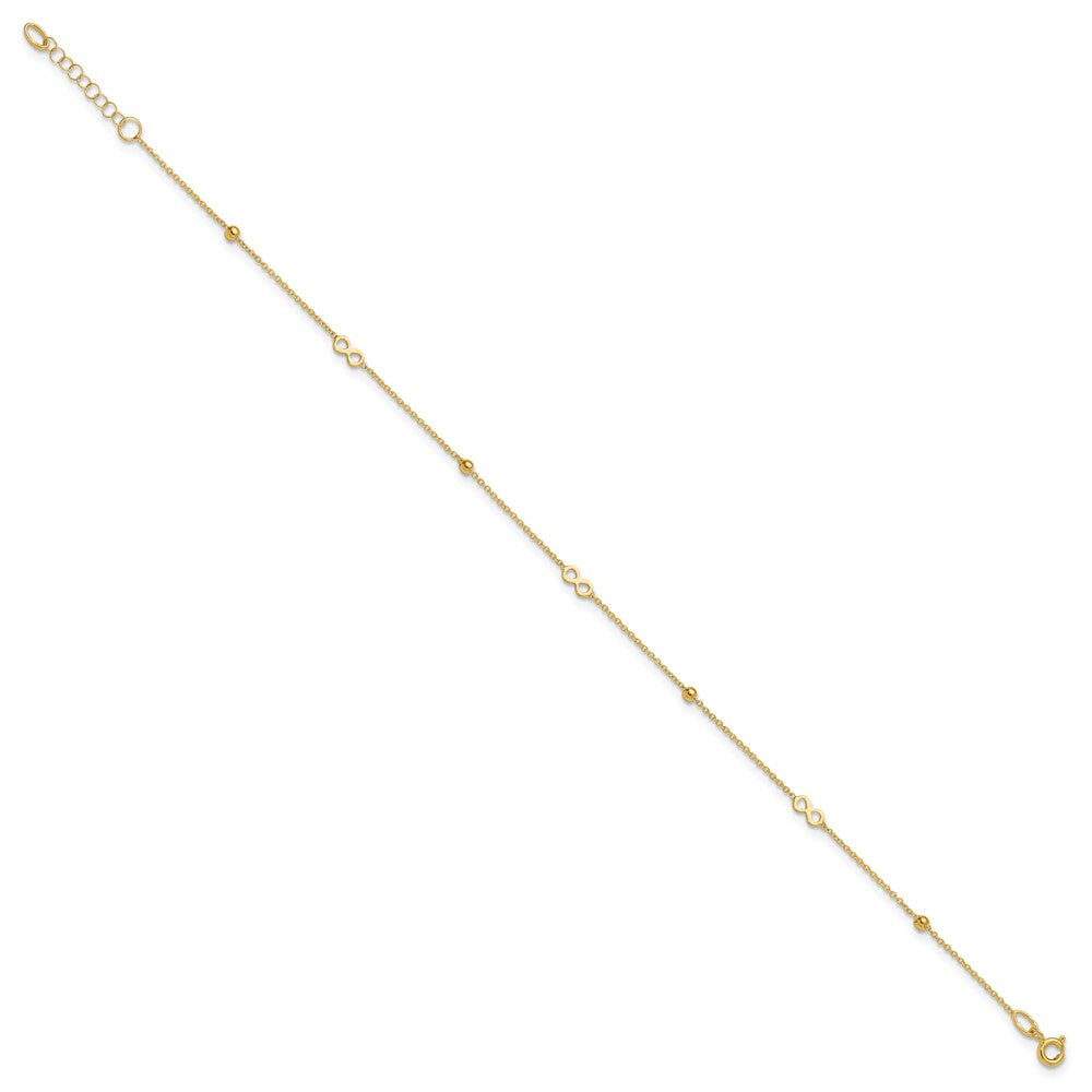 14K Yellow Gold Polished Infinity 9in Plus 1in Ext Anklet