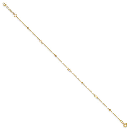 14K Yellow Gold Polished Infinity 9in Plus 1in Ext Anklet