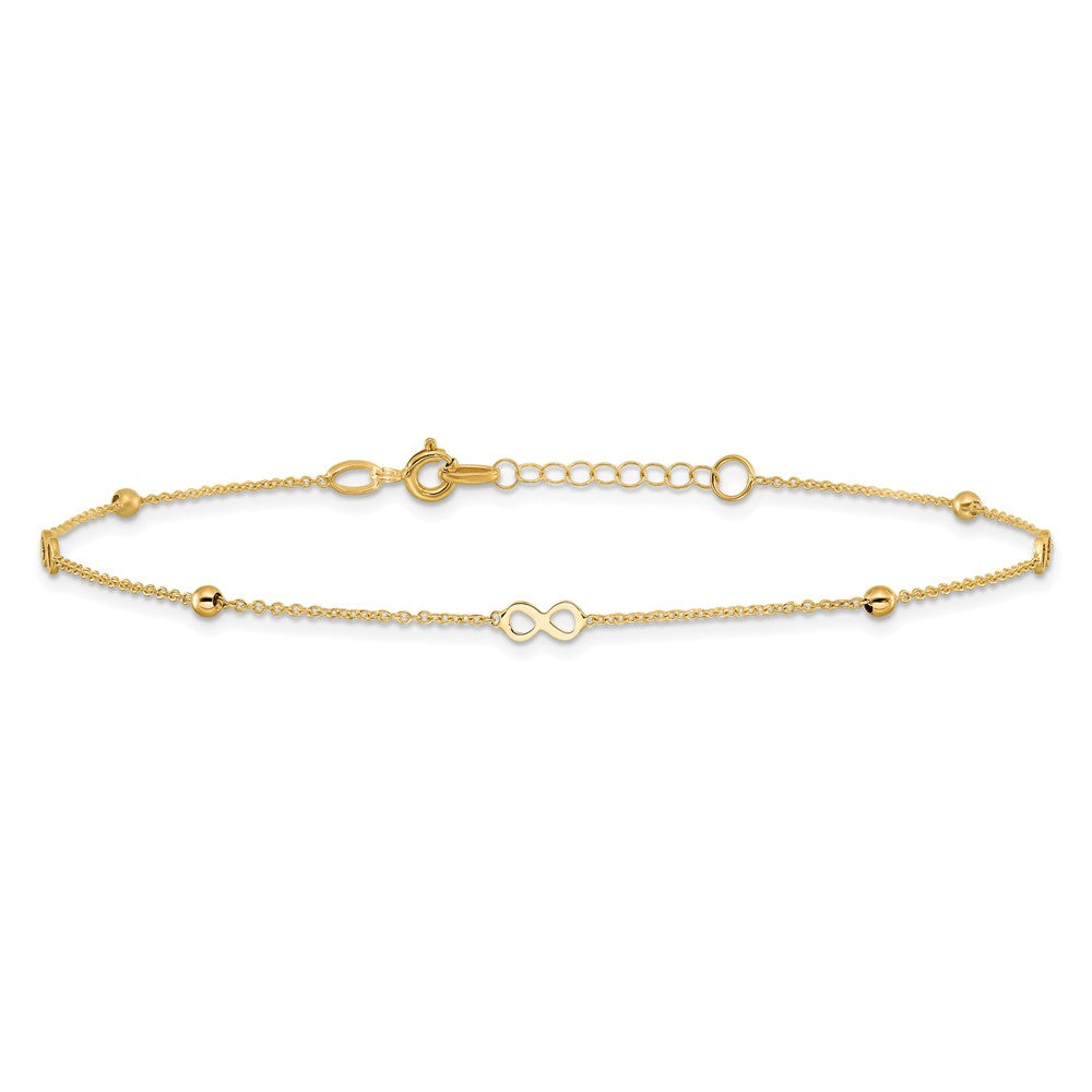 14K Yellow Gold Polished Infinity 9in Plus 1in Ext Anklet