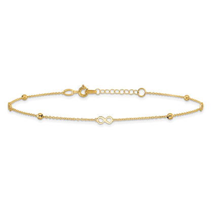 14K Yellow Gold Polished Infinity 9in Plus 1in Ext Anklet