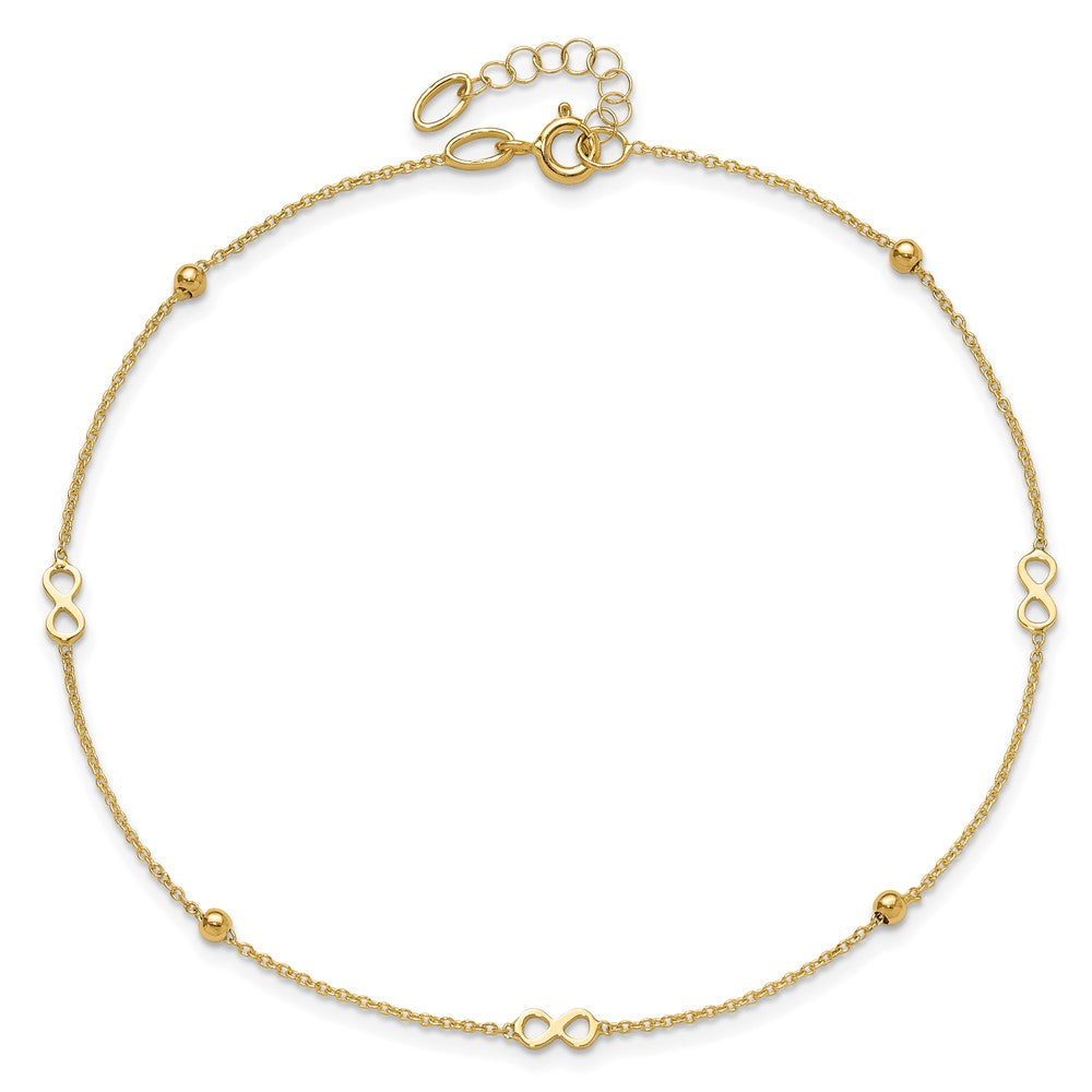 14K Yellow Gold Polished Infinity 9in Plus 1in Ext Anklet