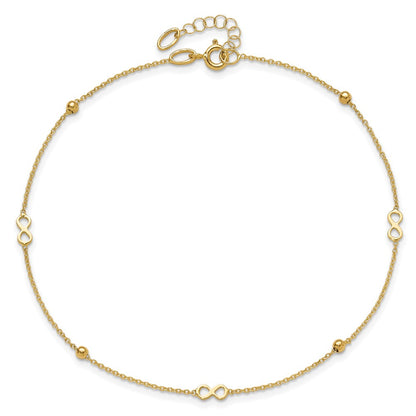 14K Yellow Gold Polished Infinity 9in Plus 1in Ext Anklet