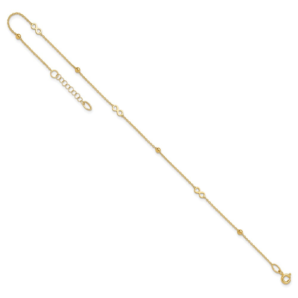 14K Yellow Gold Polished Infinity 9in Plus 1in Ext Anklet