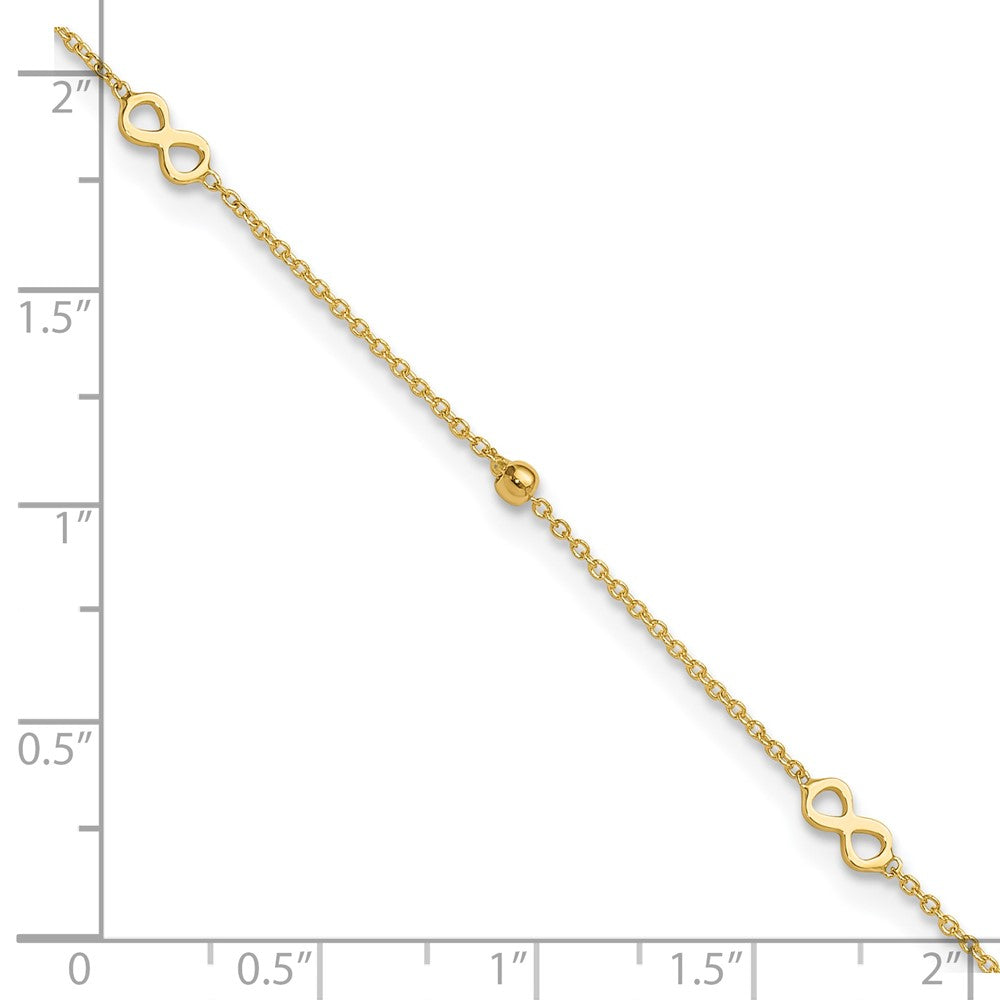 14K Yellow Gold Polished Infinity 9in Plus 1in Ext Anklet