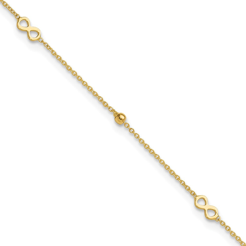 14K Yellow Gold Polished Infinity 9in Plus 1in Ext Anklet