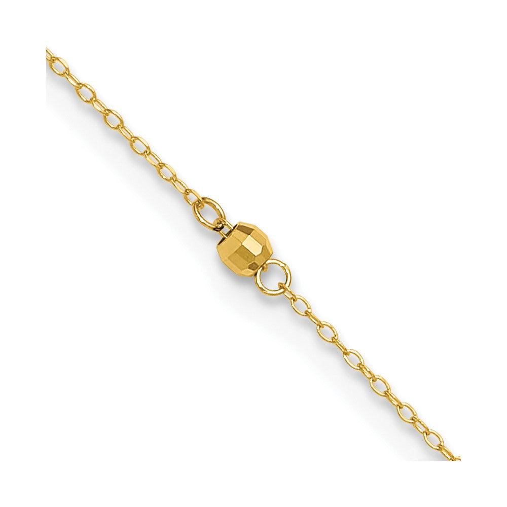 14K Yellow Gold Mirror Beads 10in Plus 1in Ext Anklet