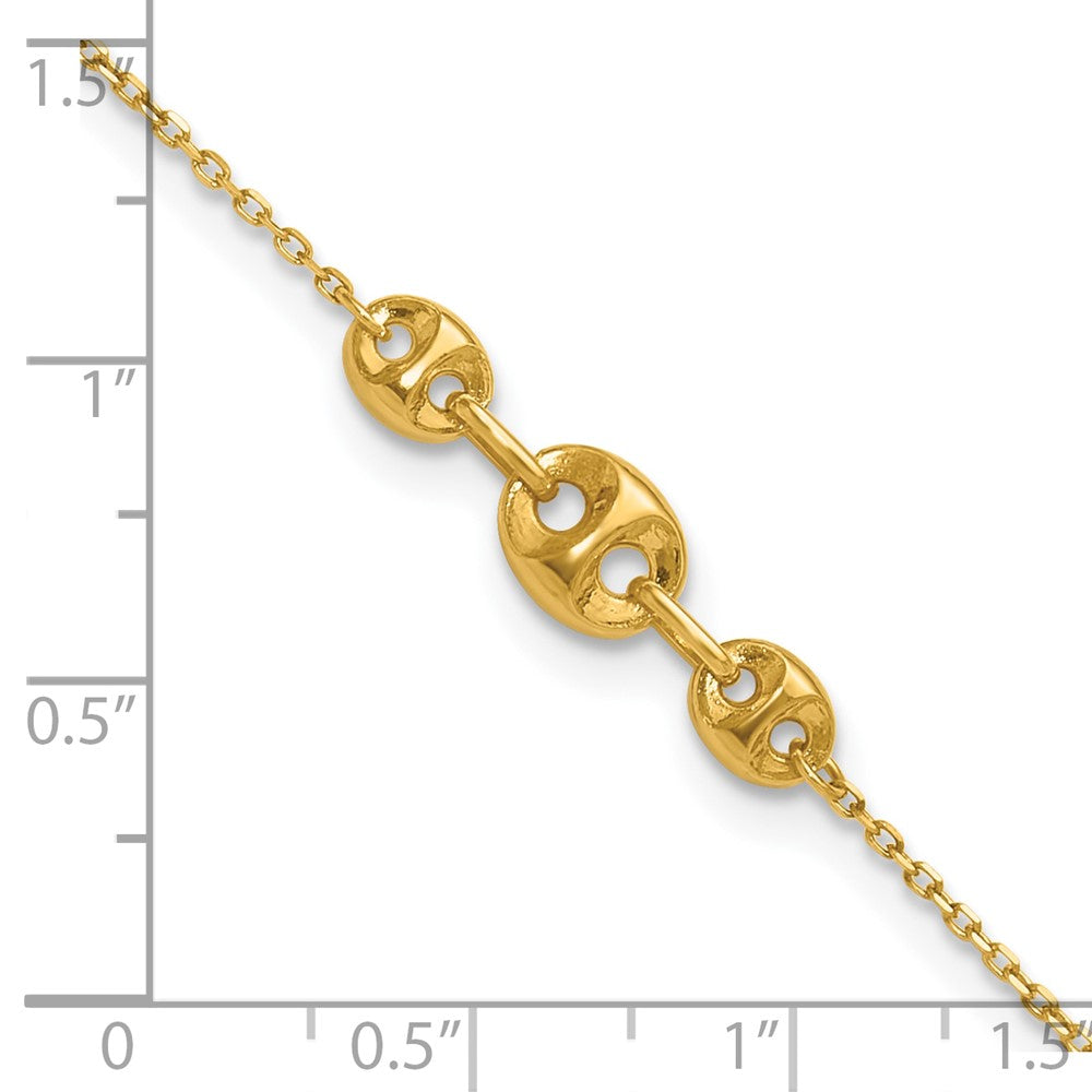 14K Yellow Gold Polished Fancy Link 9in Plus 1 in Ext. Anklet