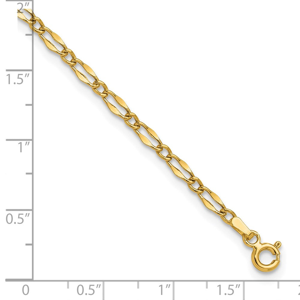 14K Yellow Gold Polished Fancy Link Plus Extension Chain Anklet