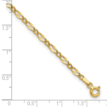 14K Yellow Gold Polished Fancy Link Plus Extension Chain Anklet