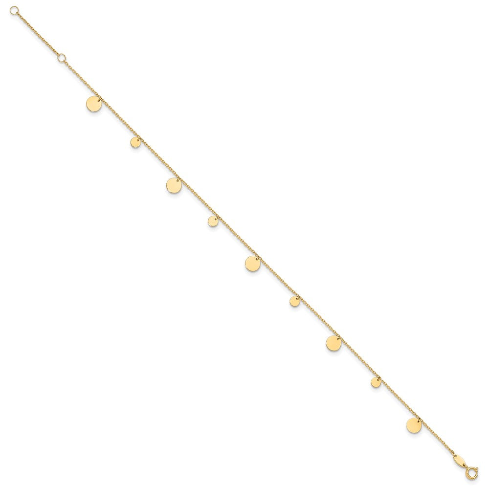 14K Yellow Gold Polished Circles 9in Plus 1in Ext. Anklet