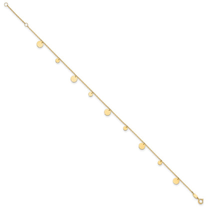 14K Yellow Gold Polished Circles 9in Plus 1in Ext. Anklet