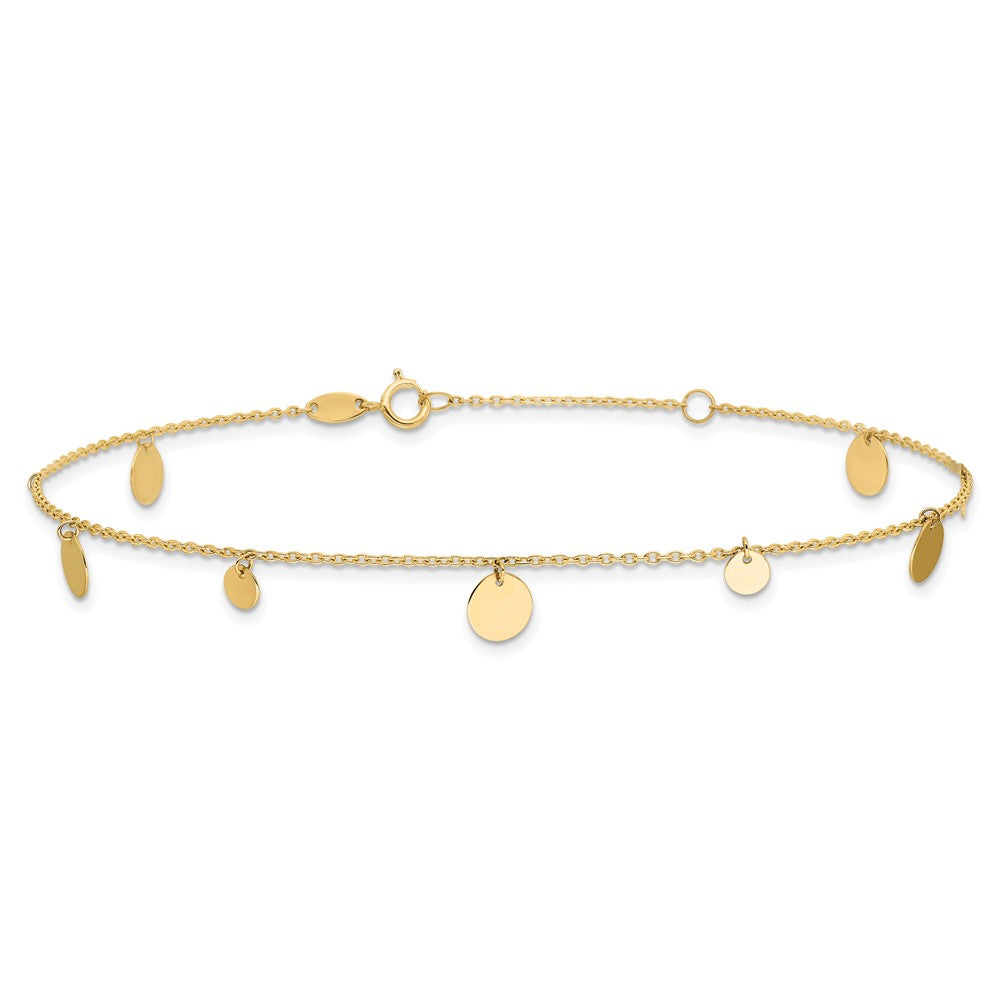 14K Yellow Gold Polished Circles 9in Plus 1in Ext. Anklet
