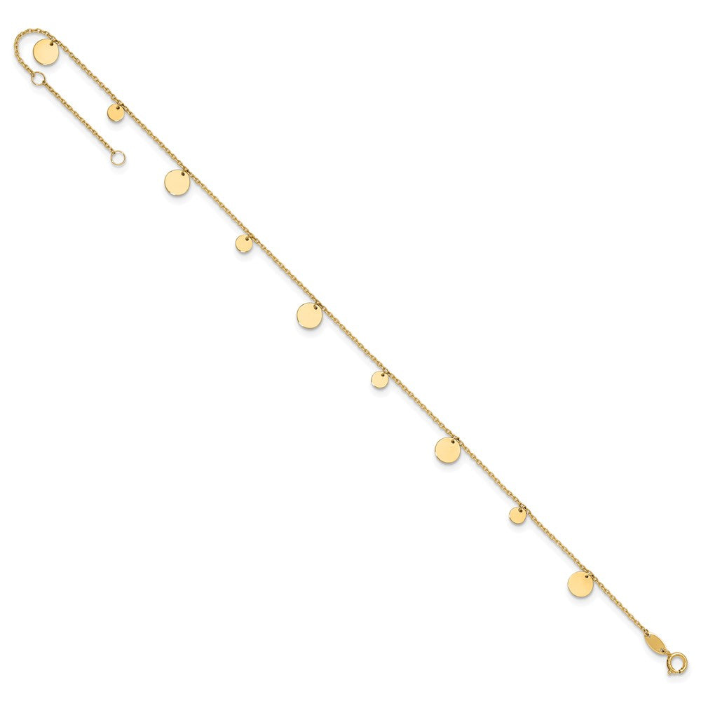 14K Yellow Gold Polished Circles 9in Plus 1in Ext. Anklet
