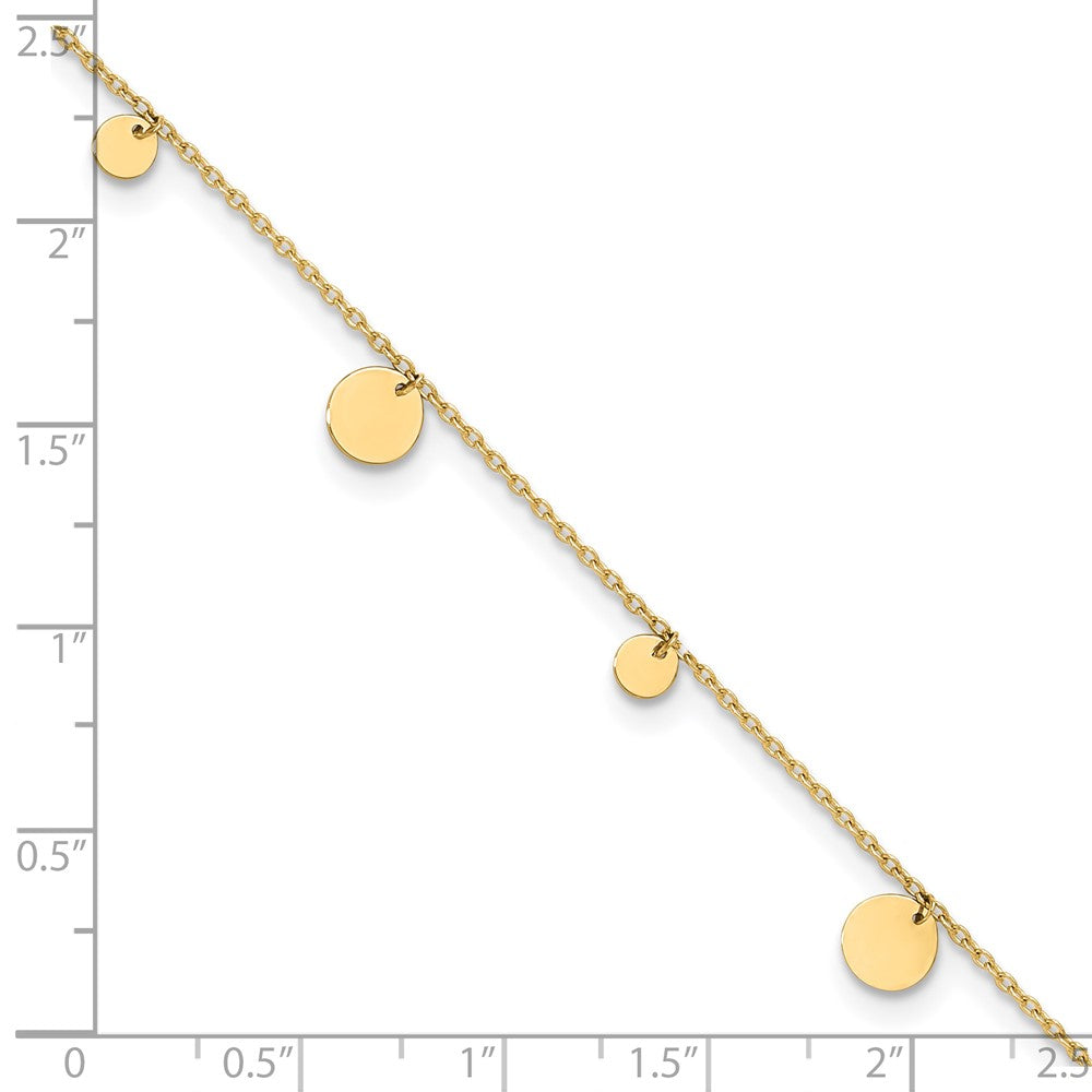 14K Yellow Gold Polished Circles 9in Plus 1in Ext. Anklet