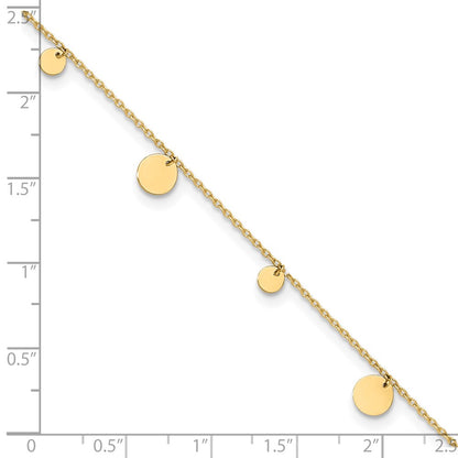 14K Yellow Gold Polished Circles 9in Plus 1in Ext. Anklet