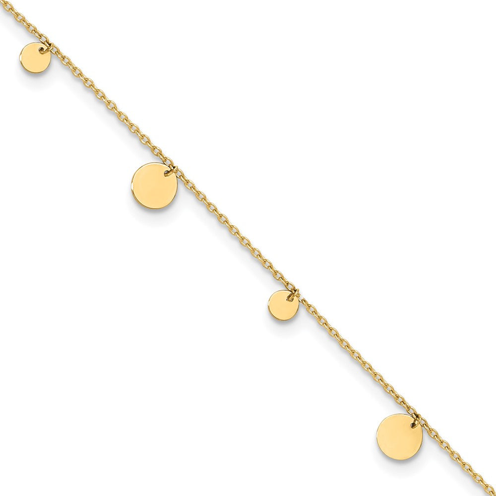 14K Yellow Gold Polished Circles 9in Plus 1in Ext. Anklet