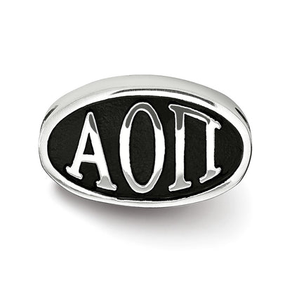 Sterling Silver Logoart Alpha Omicron Pi Oval Letters Bead