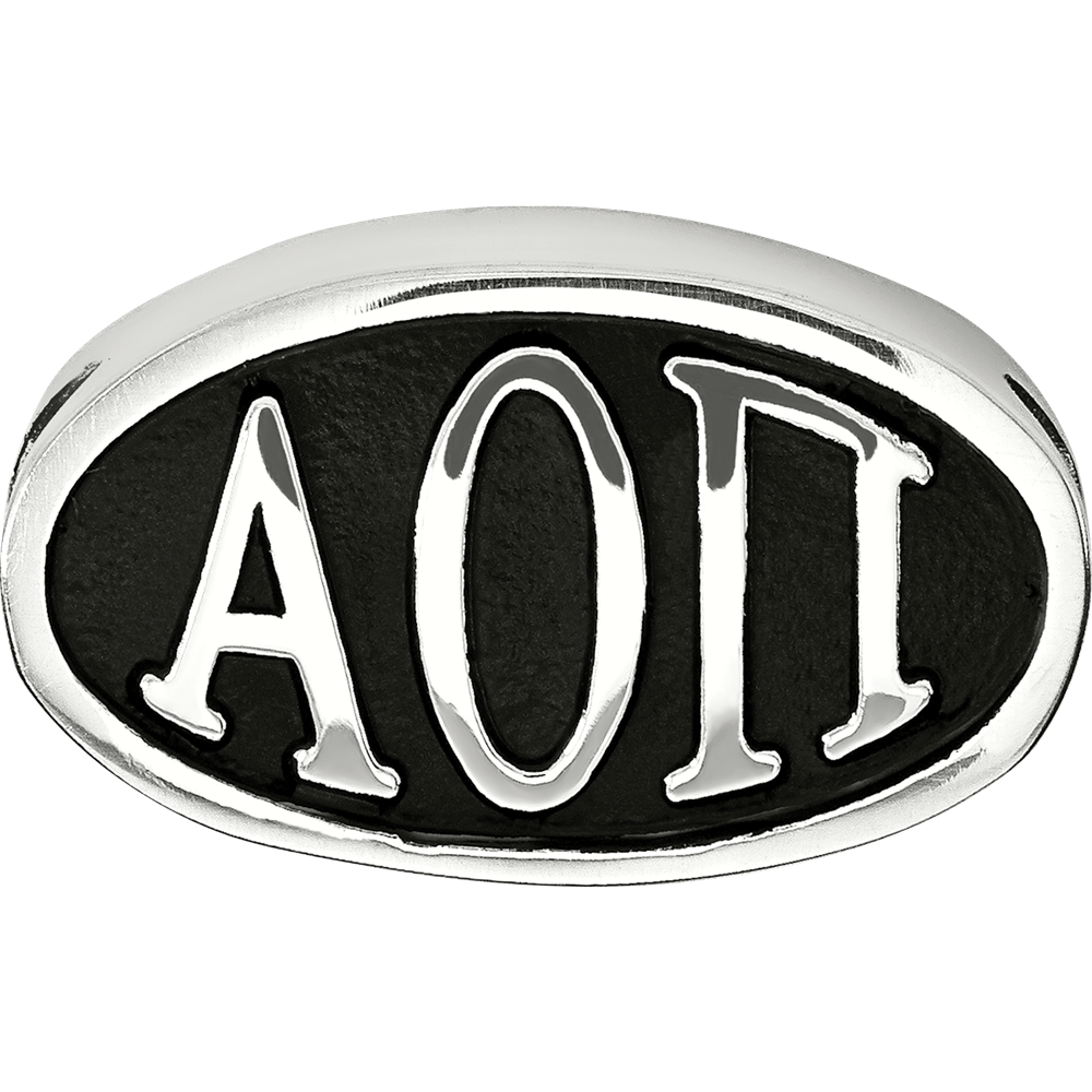 Sterling Silver Logoart Alpha Omicron Pi Oval Letters Bead