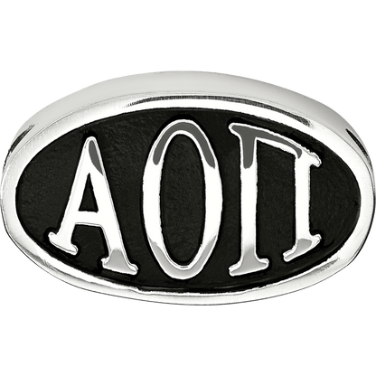 Sterling Silver Logoart Alpha Omicron Pi Oval Letters Bead