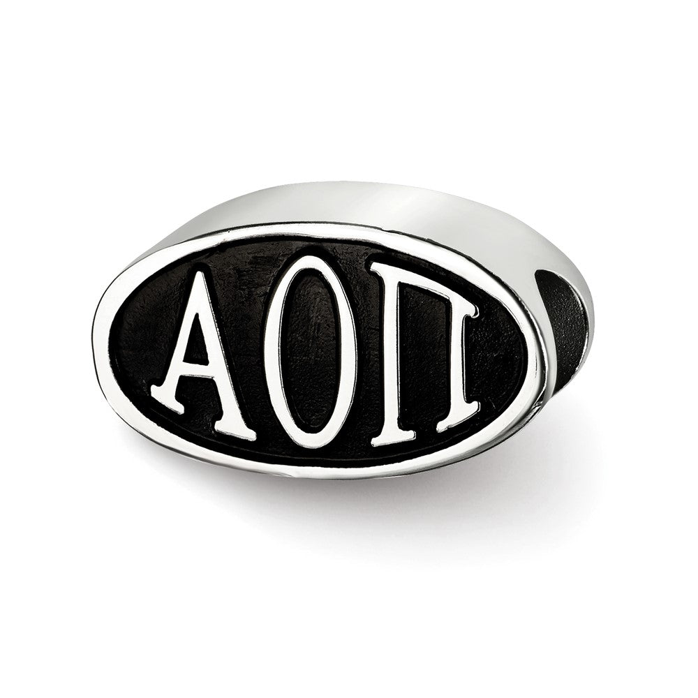 Sterling Silver Logoart Alpha Omicron Pi Oval Letters Bead