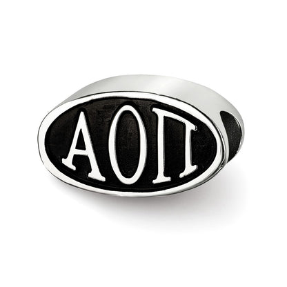 Sterling Silver Logoart Alpha Omicron Pi Oval Letters Bead