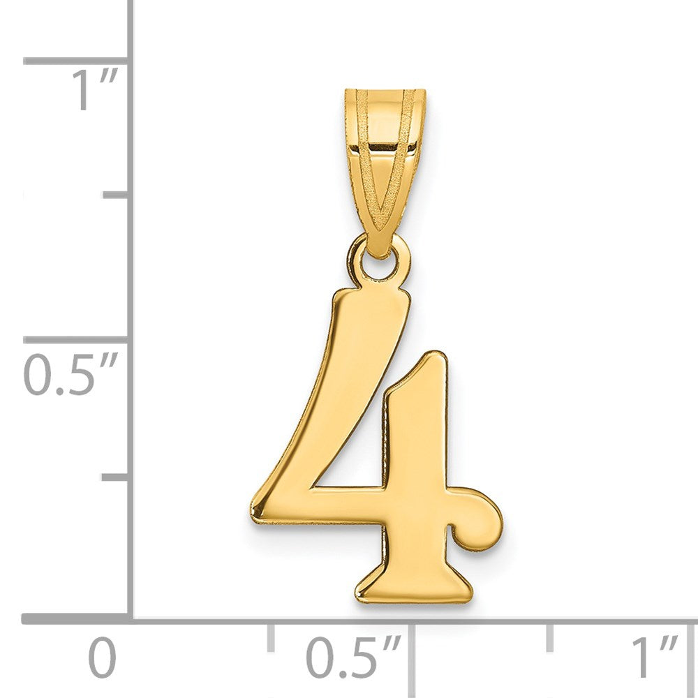 14K Yellow Gold Polished Number 4 Pendant
