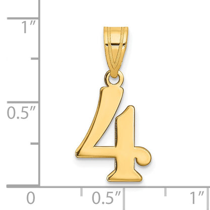 14K Yellow Gold Polished Number 4 Pendant