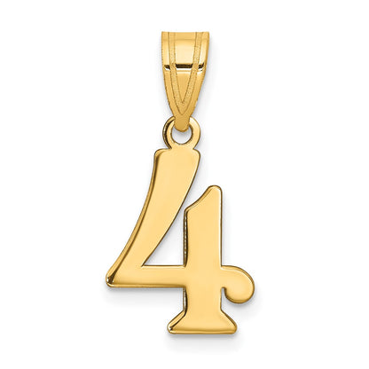 14K Yellow Gold Polished Number 04 Pendant