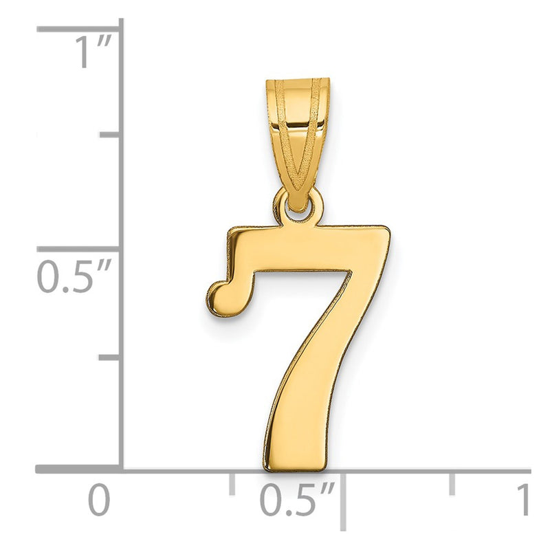 14K Yellow Gold Polished Number 7 Pendant