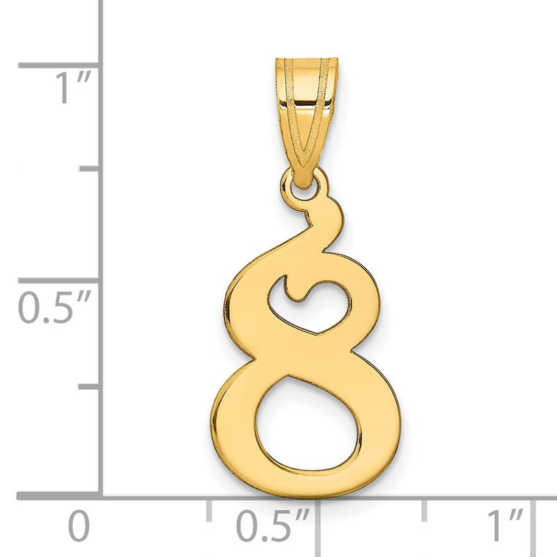 14K Yellow Gold Polished Number 8 Pendant