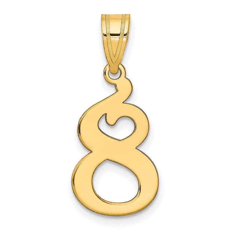 14K Yellow Gold Polished Number 8 Pendant