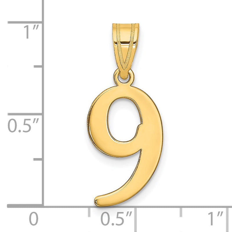 14K Yellow Gold Polished Number 9 Pendant