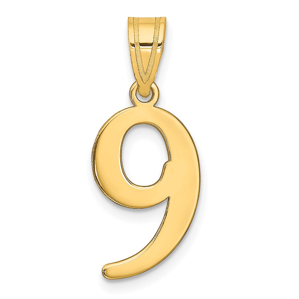 14K Yellow Gold Polished Number 9 Pendant