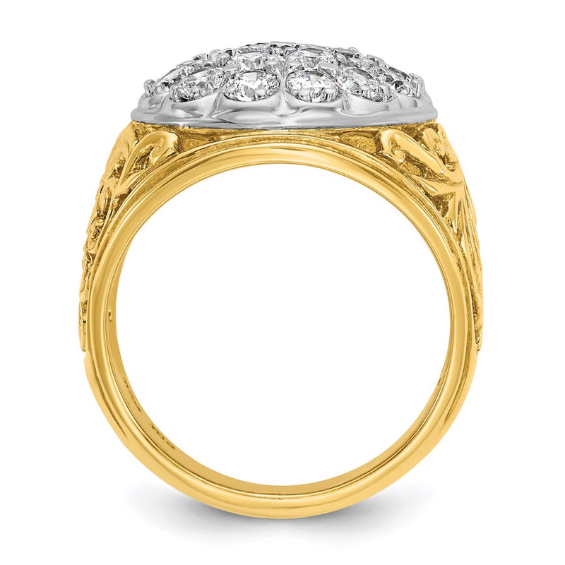 10K Two-Tone Ibgoodman Men'S Polished Filigree 2 Carat A Quality Diamond Cluster Ring