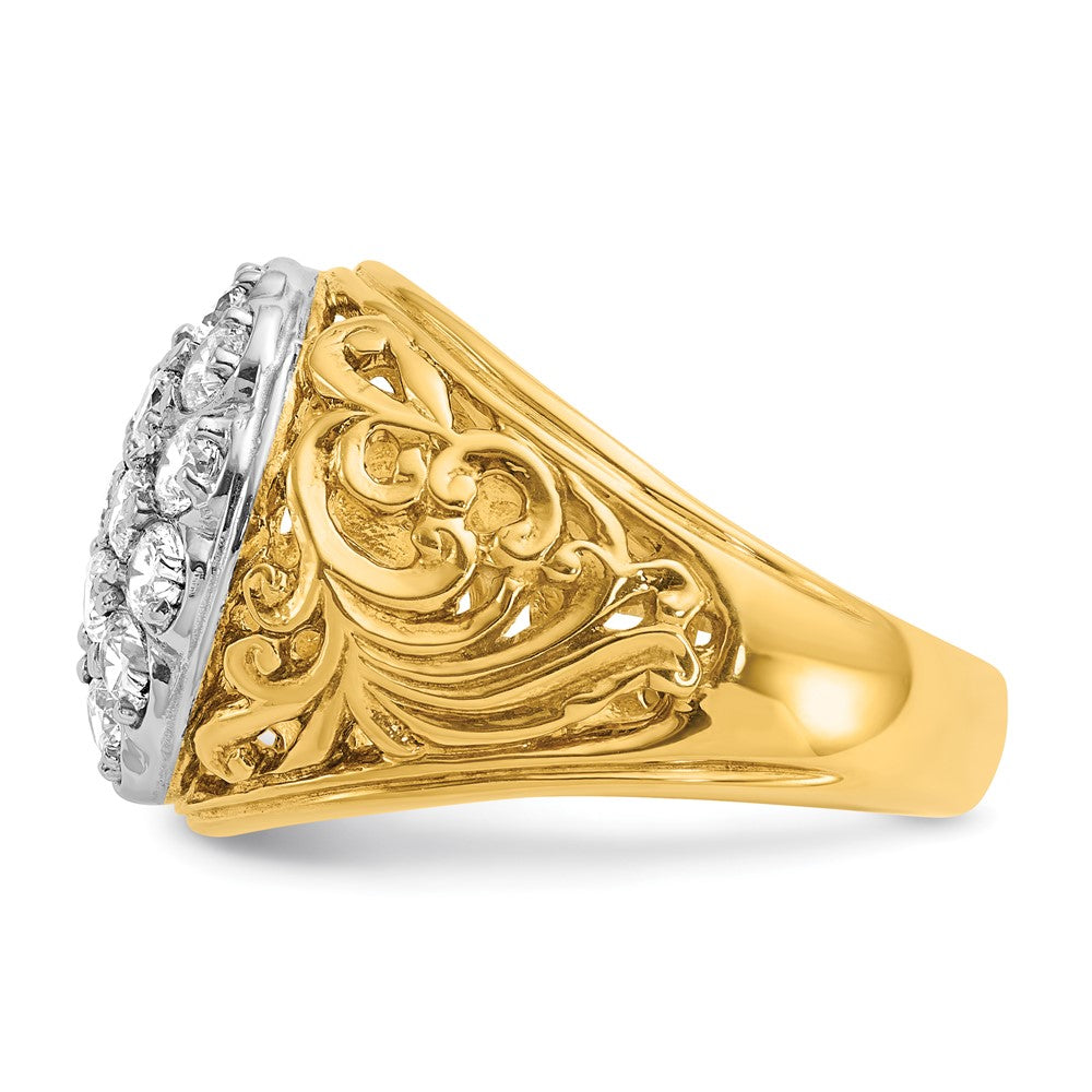14k Two-tone Gold Men's 2 carat Diamond Cluster Complete Ring