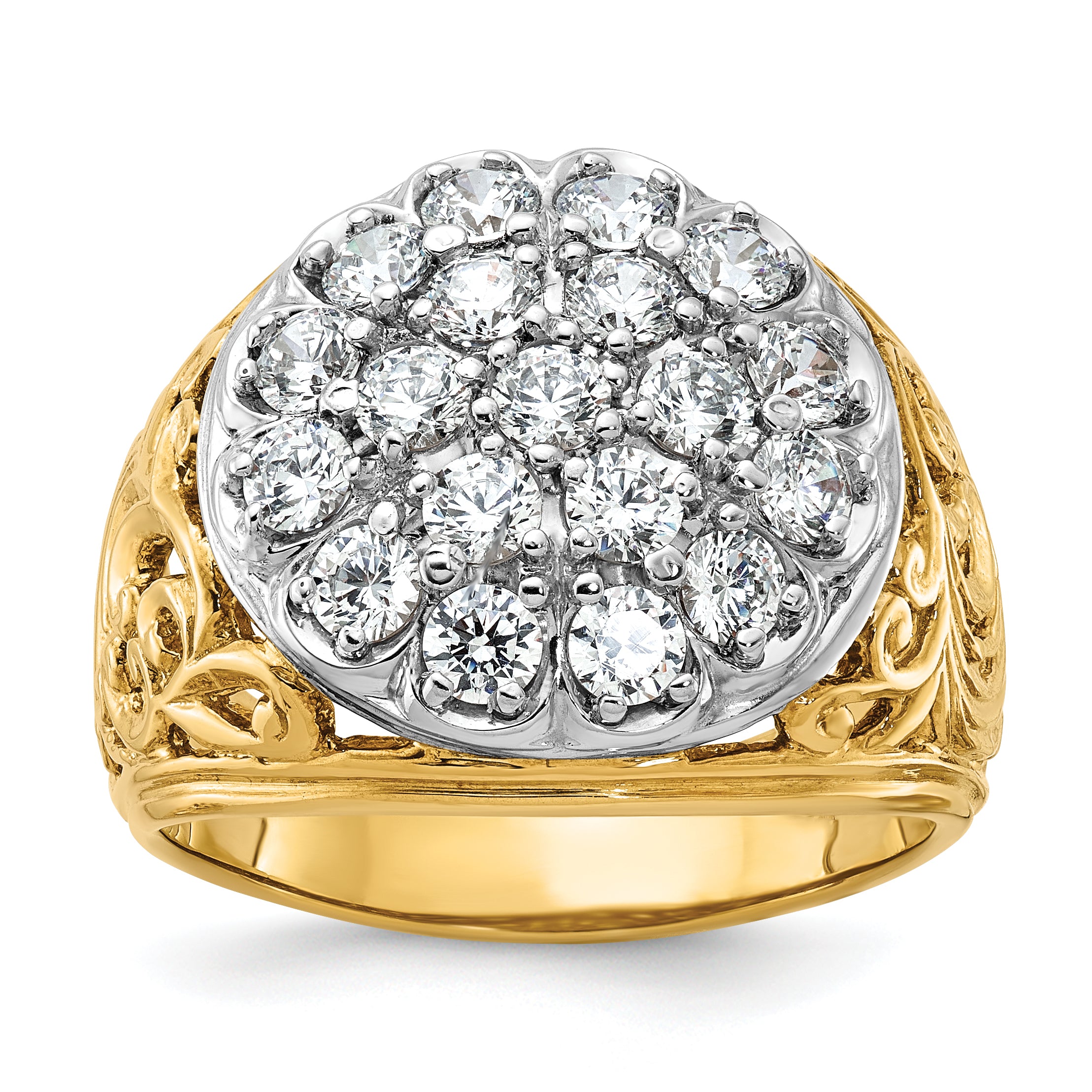10K Two-Tone Ibgoodman Men'S Polished Filigree Cluster Ring Mounting