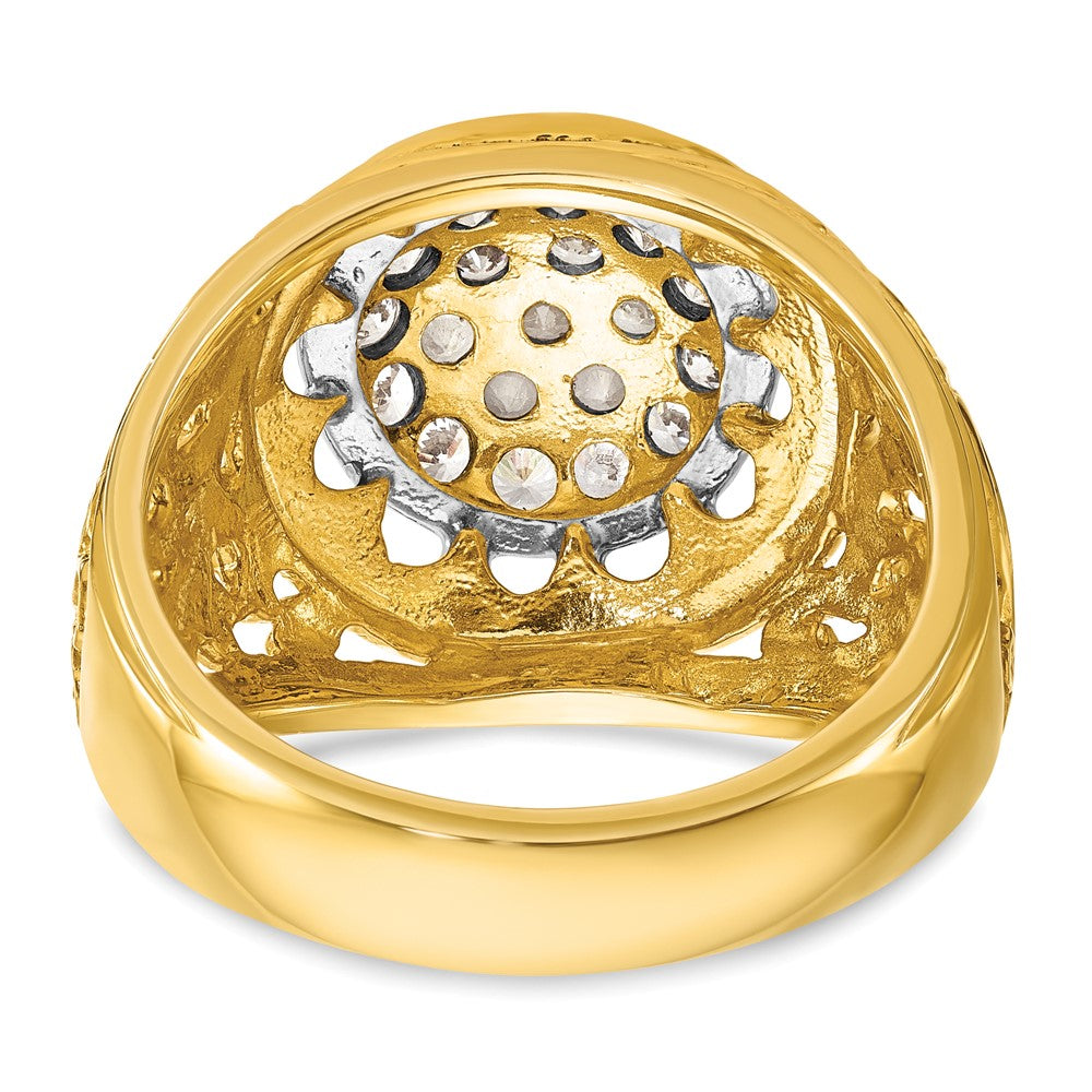 10K Two-Tone Ibgoodman Men'S Polished Filigree 1 Carat Aa Quality Diamond Round Cluster Ring Mounting