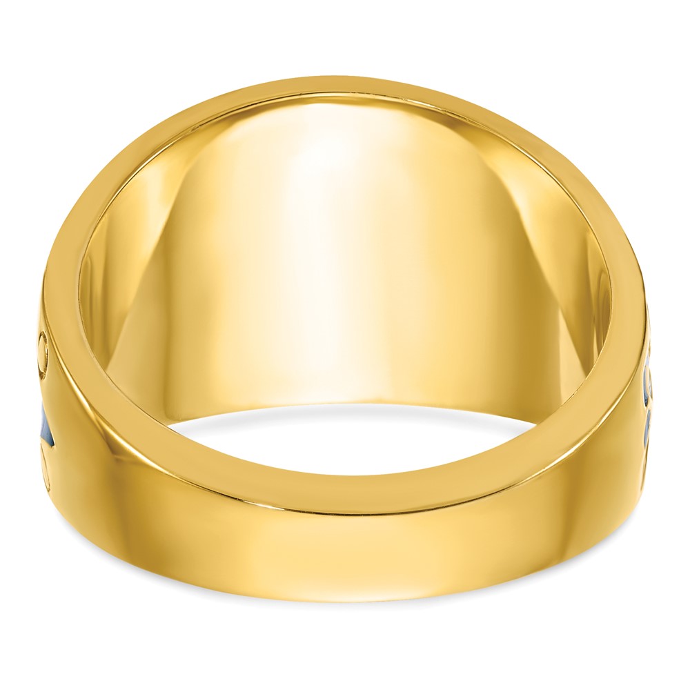 10K Two-Tone Ibgoodman Men'S Polished And Textured With Blue Black Enamel Diamond Lodge Master Masonic Ring