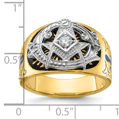 10K Two-Tone Ibgoodman Men'S Polished And Textured Blue Lodge Master Masonic Ring Mounting