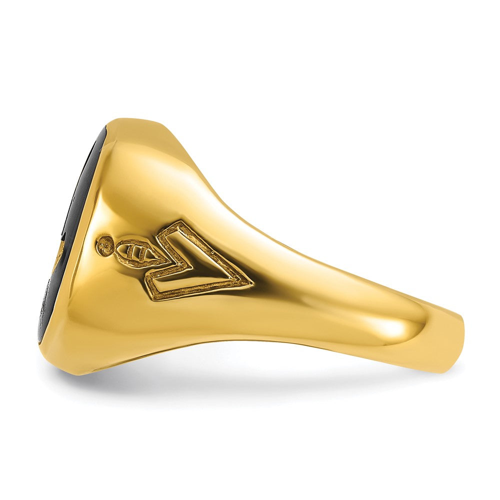 IBGoodman 14K Men's Polished and Grooved with Onyx Blue Lodge Master Masonic Ring