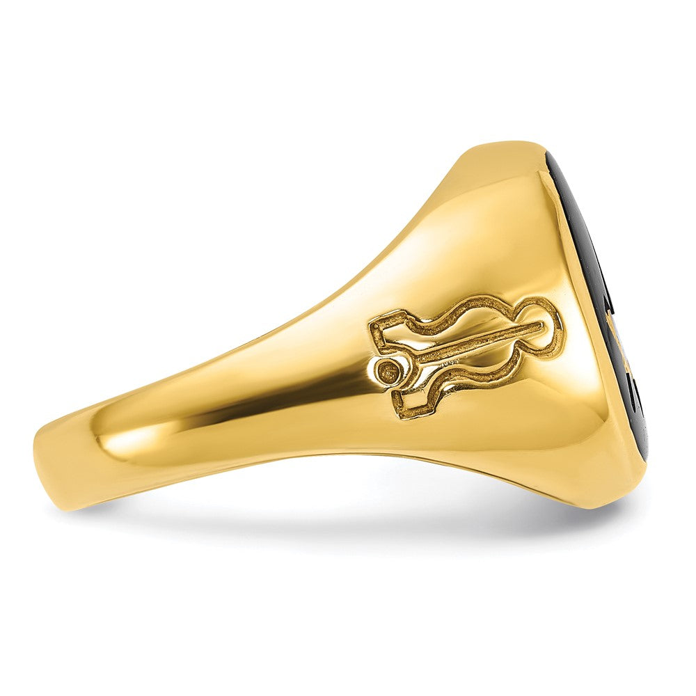 IBGoodman 14K Men's Polished and Grooved with Onyx Blue Lodge Master Masonic Ring