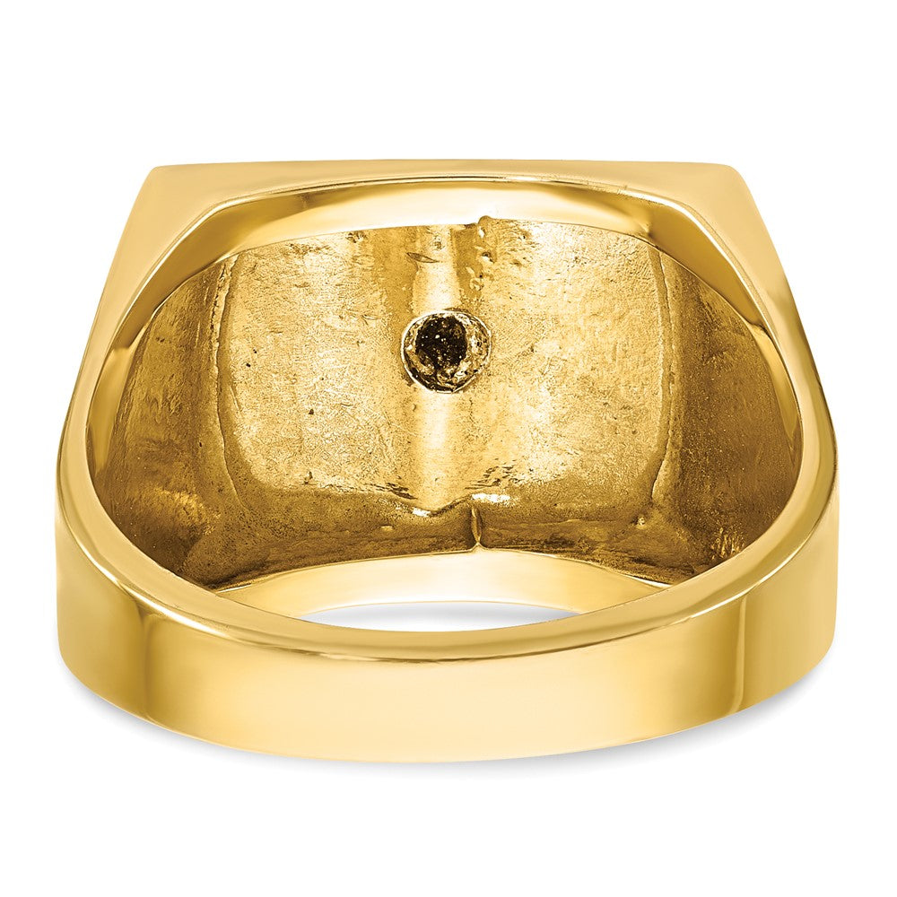10K Two-Tone Ibgoodman Men'S Polished And Textured With Blue Enamel Lodge Master Masonic Ring