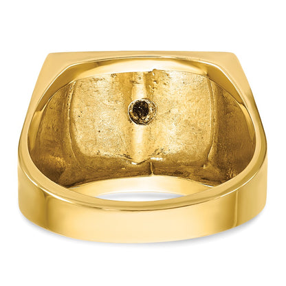 10K Two-Tone Ibgoodman Men'S Polished And Textured With Blue Enamel Lodge Master Masonic Ring